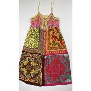 Farm Rio Mixed Scarves Print Midi Dress Viscose Size XL